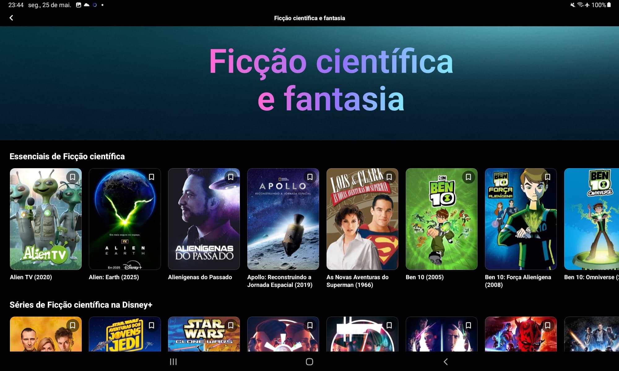 Tela do app Loopr com destaque de séries e temporadas